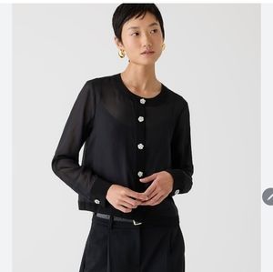 NWT BEAUTIFUL J CREW SHEER JEWEL BUTTON SHIRT IN AN ORGANZA BLEND